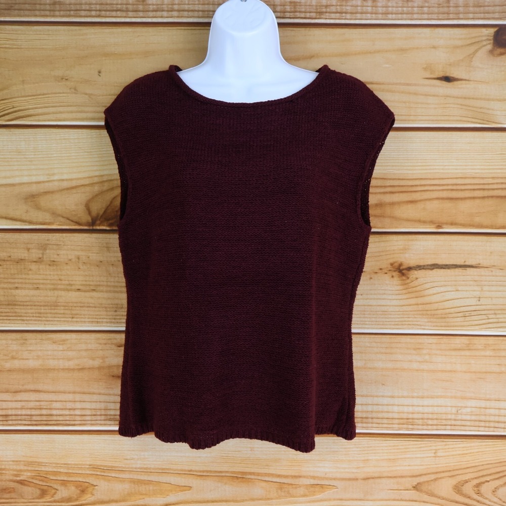 Josephine Chaus Sleeveless Sweater Womens Size M Deep Maroon All Seasons Stretch